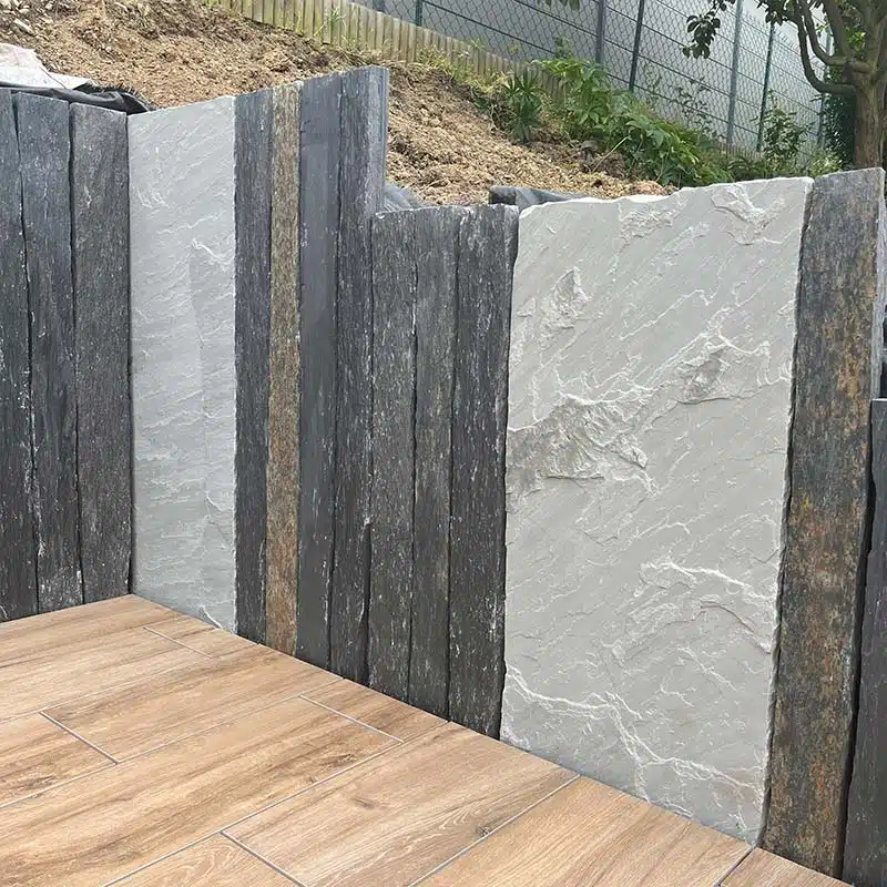 réalisation avec Palis grès Kandla gris en extérieur