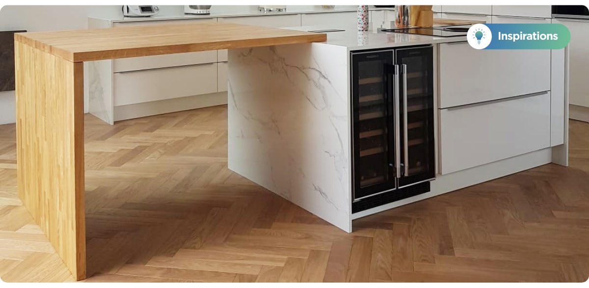inspiration cuisine avec du parquet en batôn rompus