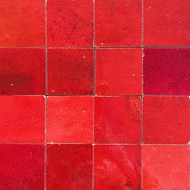 Zellige marocain Rouge Pétillant - 5 x 5 cm