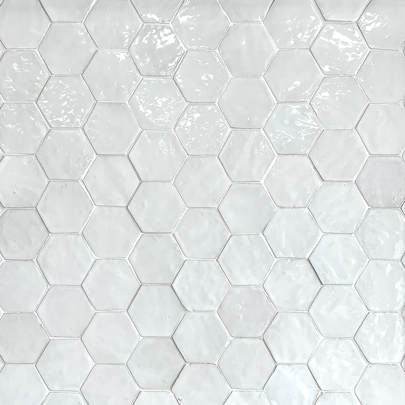 Zellige hexagonal Blanc Neige - 10 x 10 cm